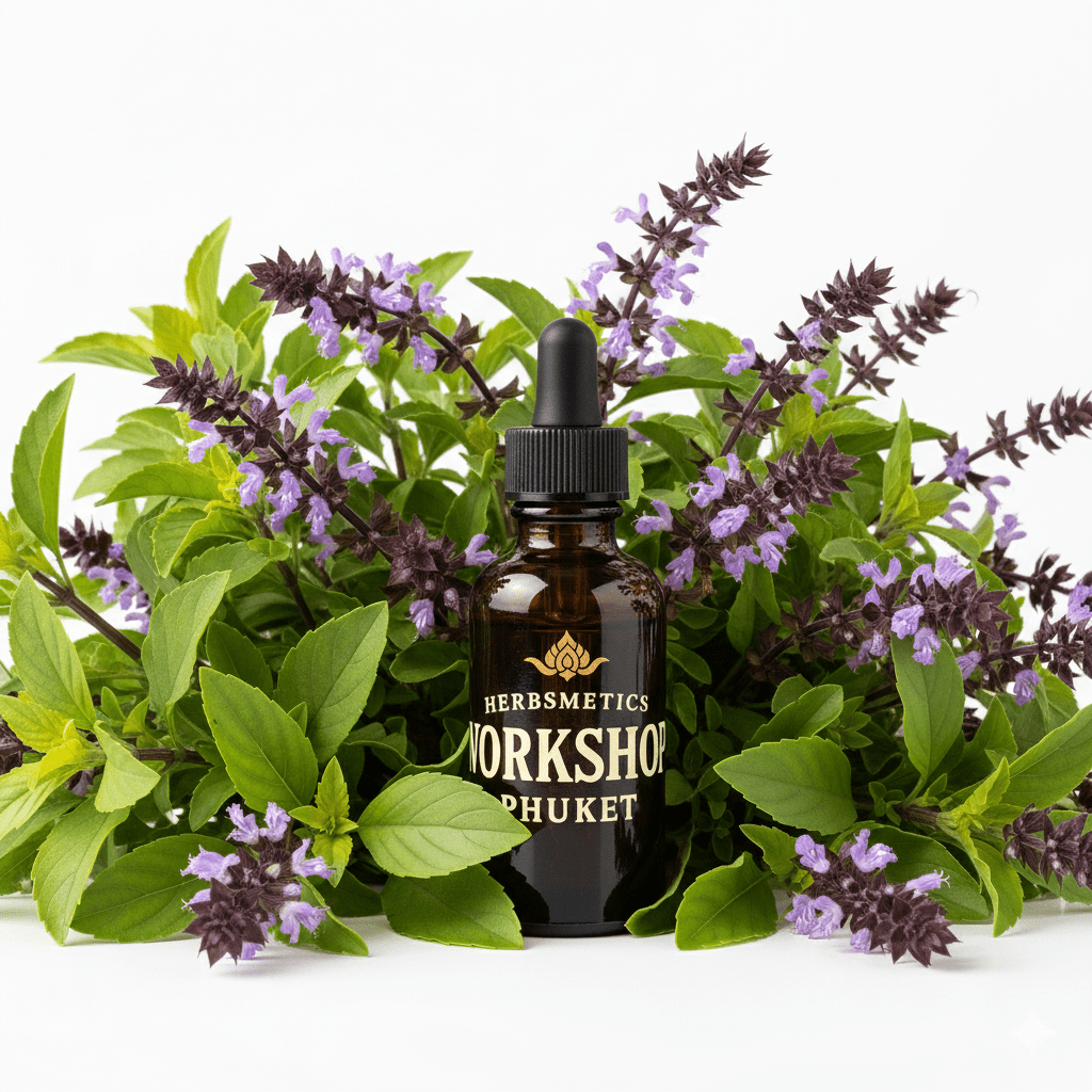 Basil Thai Holy essential oil — herbal, green, fresh — Herbsmetics Phuket