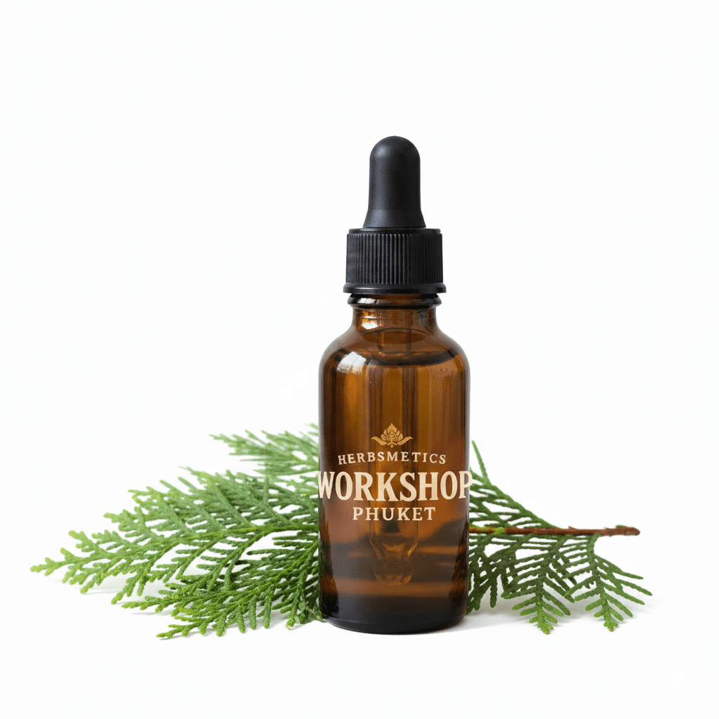 Hinoki Leaf essential oil — woody, earthy, warm — Herbsmetics Phuket