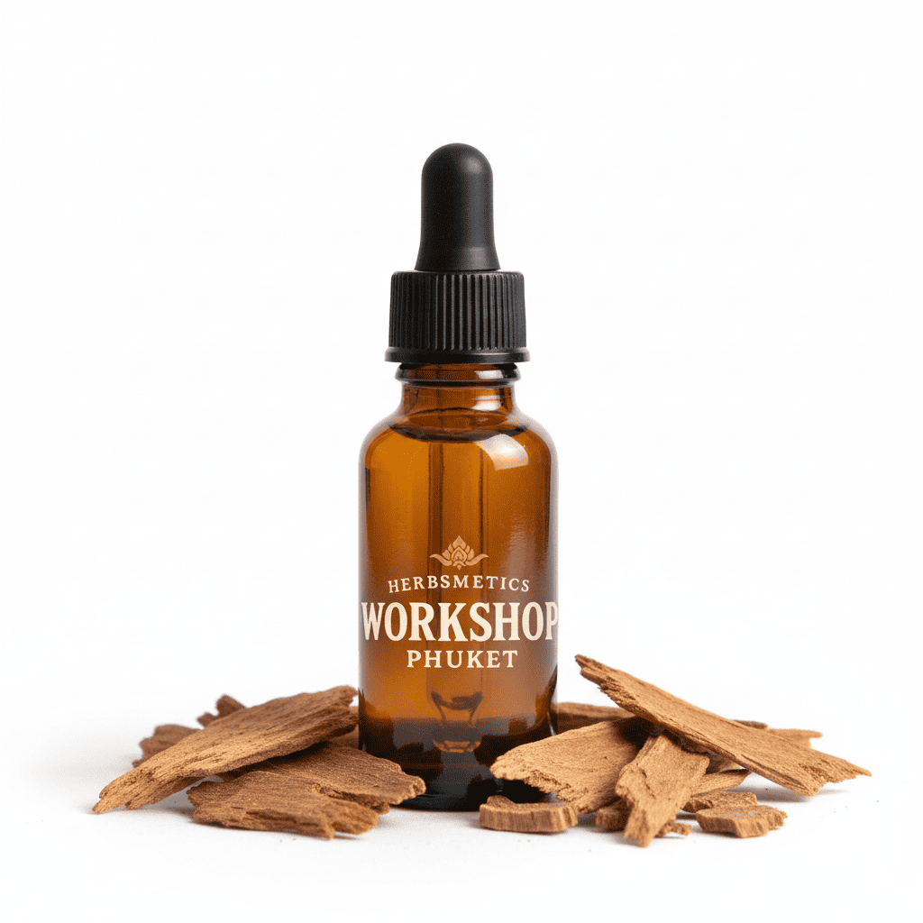 Ho Wood essential oil — woody, earthy, warm — Herbsmetics Phuket