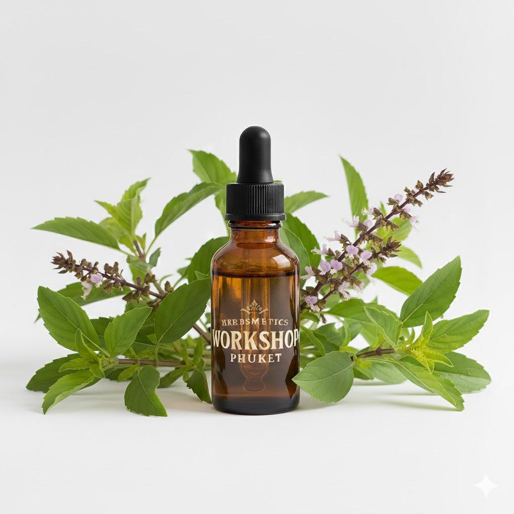 Holy Basil essential oil — herbal, green, fresh — Herbsmetics Phuket