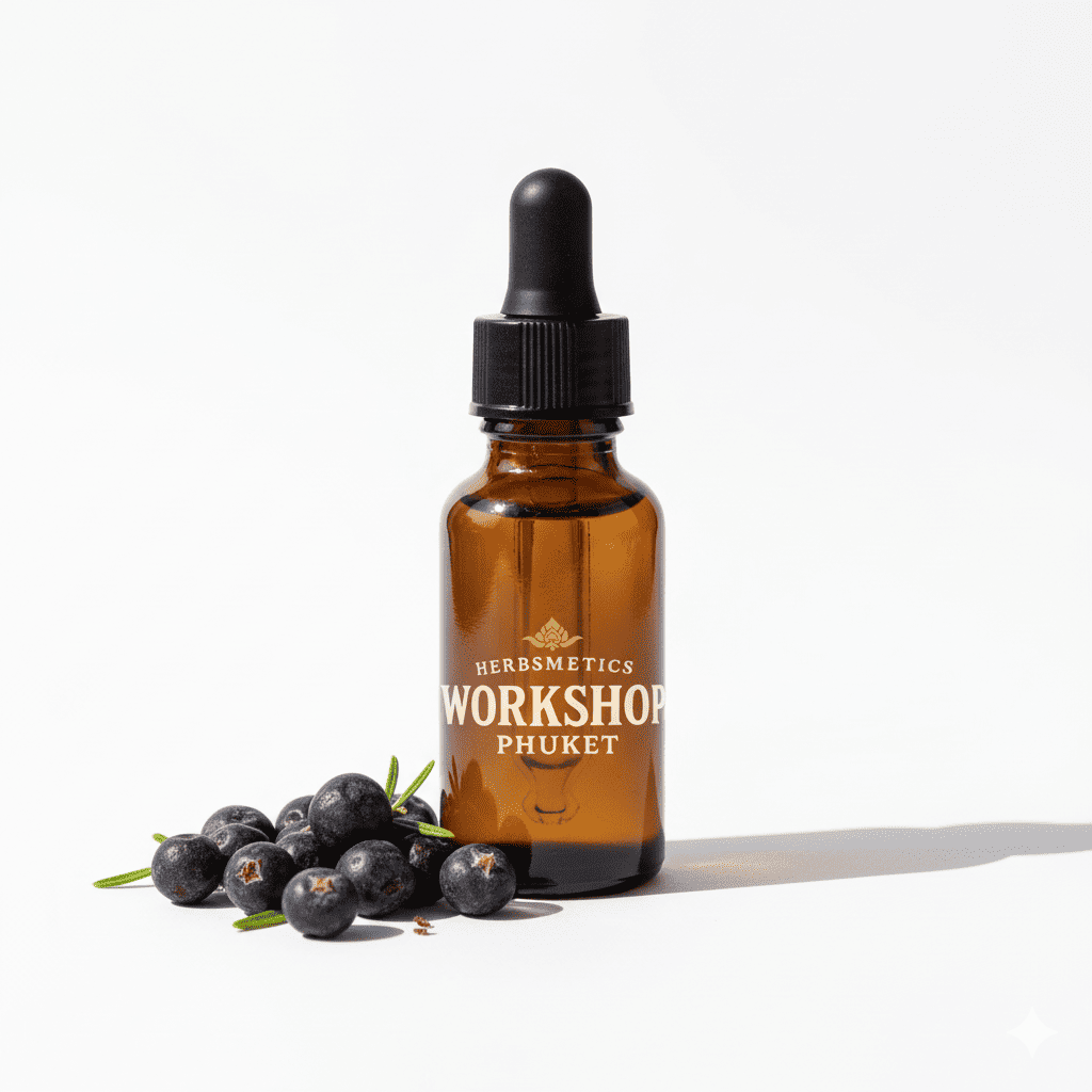 Juniper Berry essential oil — woody, earthy, warm — Herbsmetics Phuket