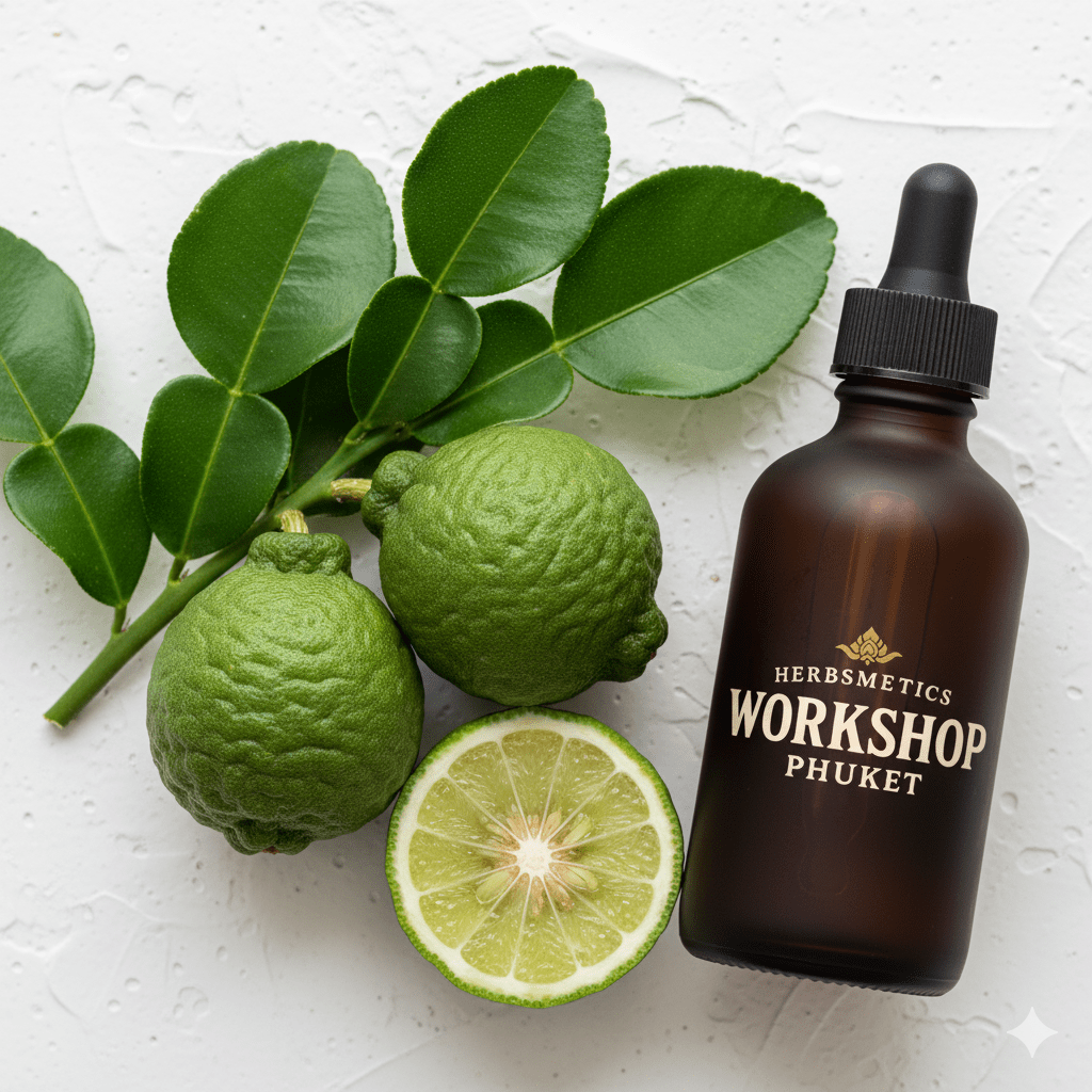Kaffir Lime Distilled essential oil — citrusy, bright, fresh — Herbsmetics Phuket