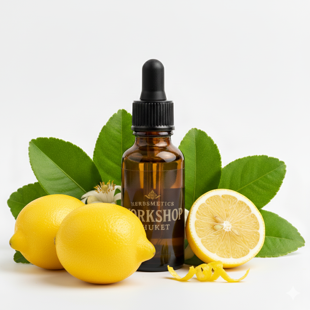Lemon essential oil — citrusy, bright, fresh — Herbsmetics Phuket