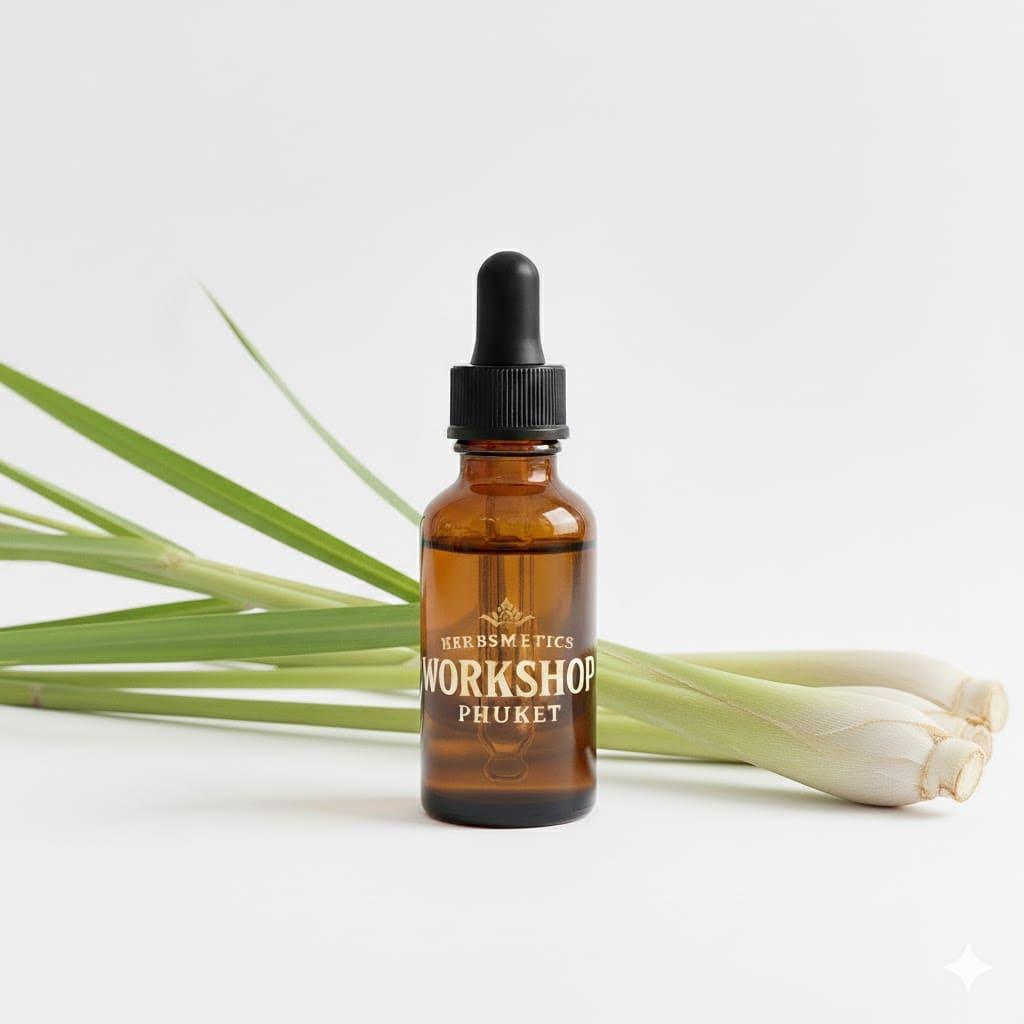 Lemongrass essential oil — citrusy, bright, fresh — Herbsmetics Phuket