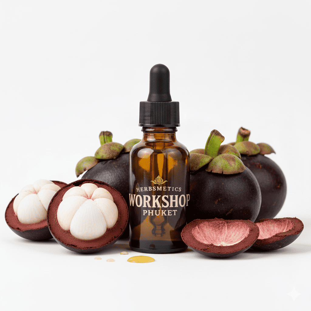 Mangosteen Peel essential oil — herbal, green, fresh — Herbsmetics Phuket