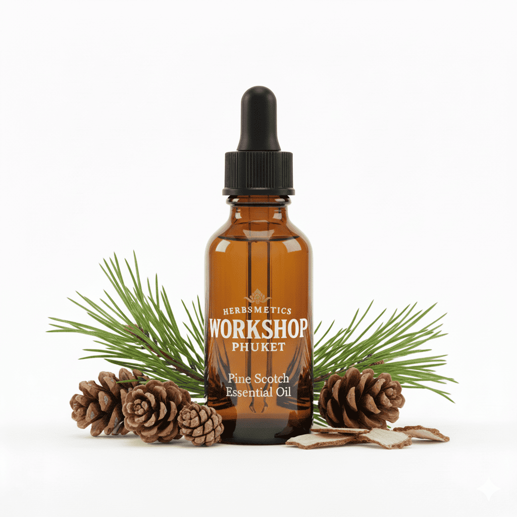 Pine Scotch essential oil — woody, earthy, warm — Herbsmetics Phuket