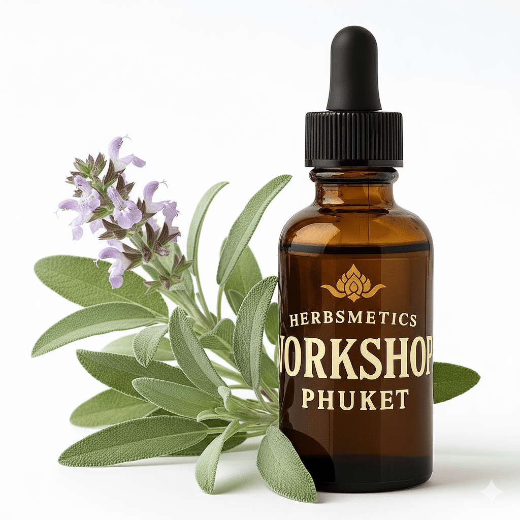 Sage Dalmatian essential oil — herbal, green, fresh — Herbsmetics Phuket