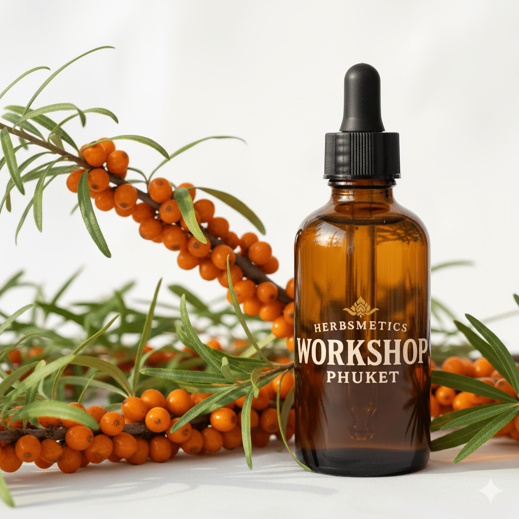Sea Buckthorn essential oil — herbal, green, fresh — Herbsmetics Phuket