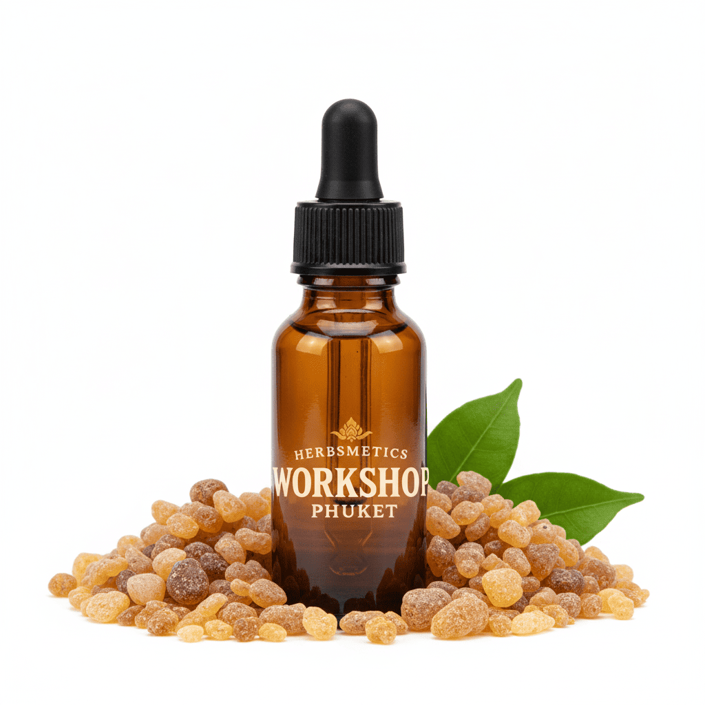 Benzoin Siam Resin essential oil — balsamic, resinous, deep — Herbsmetics Phuket