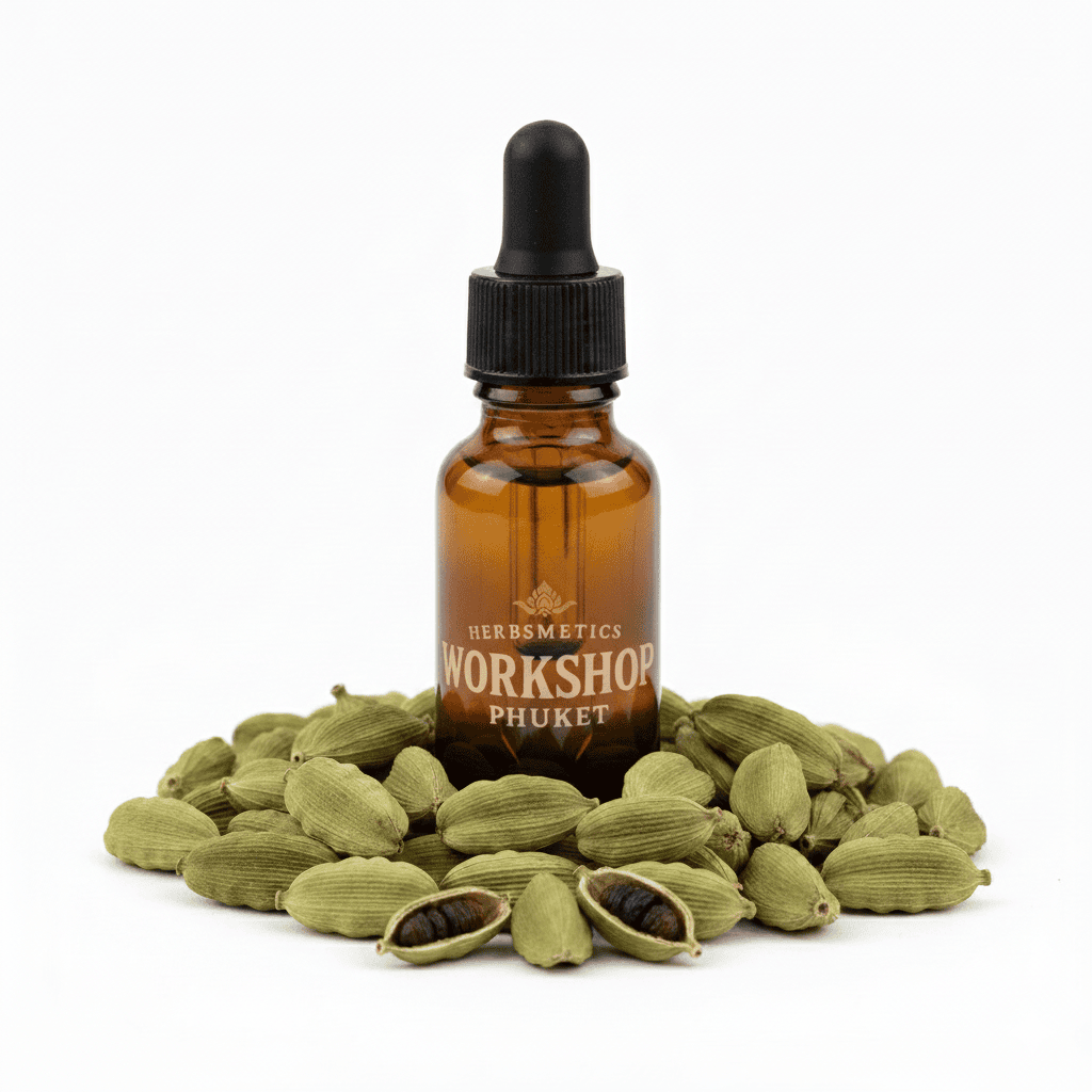 Cardamom essential oil — spicy, warm, exotic — Herbsmetics Phuket
