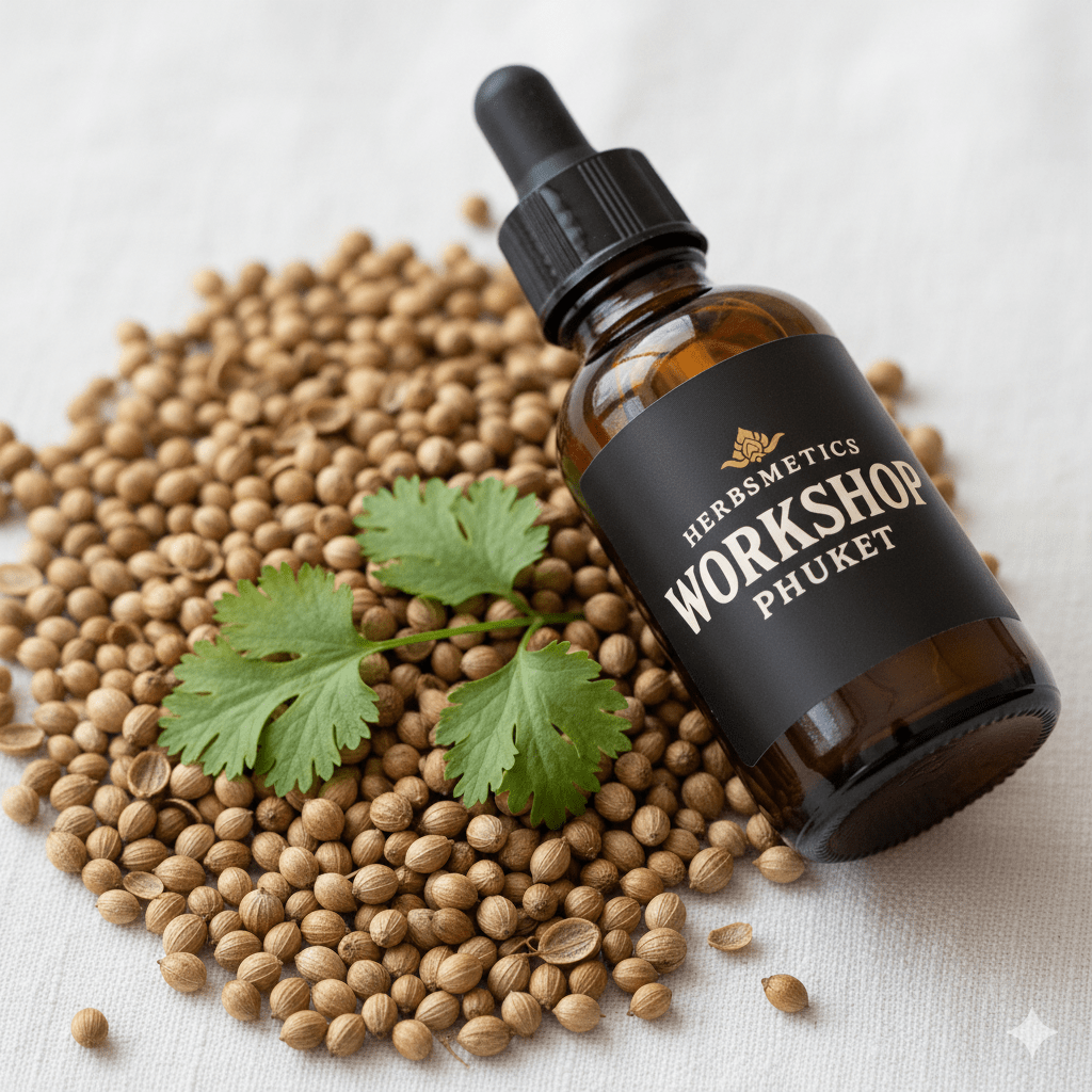 Coriander Seed essential oil — spicy, warm, exotic — Herbsmetics Phuket