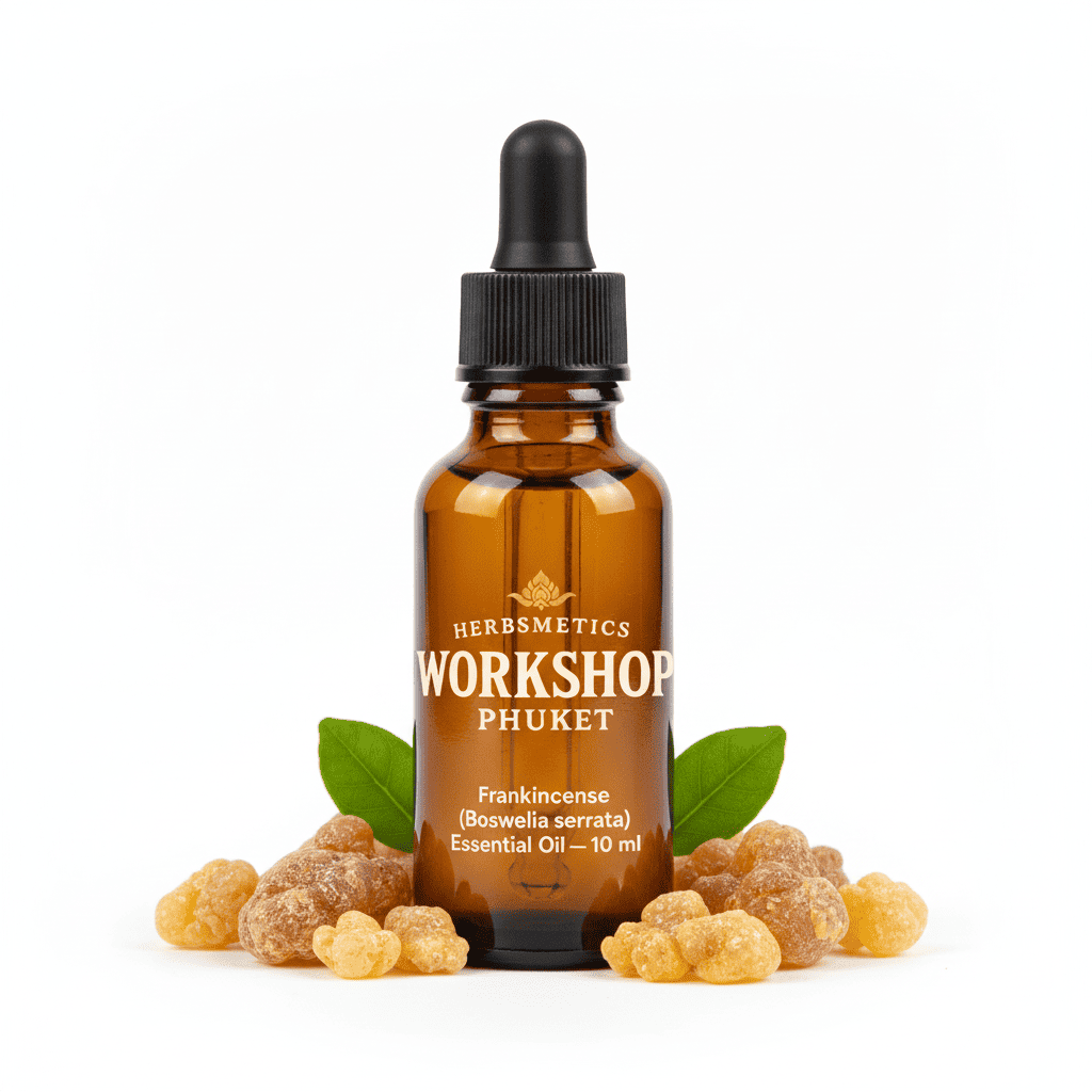 Frankincense essential oil — balsamic, resinous, deep — Herbsmetics Phuket