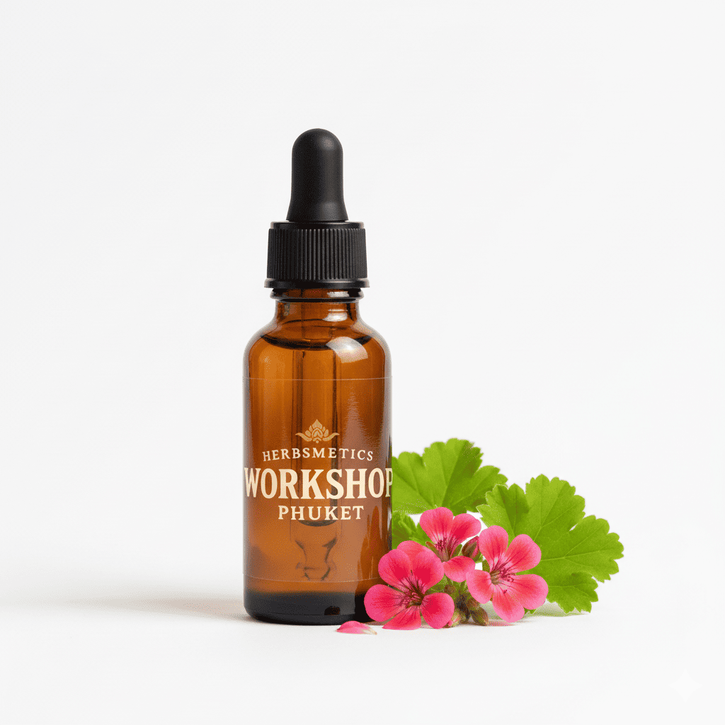 Geranium Bourbon essential oil — floral, sweet, romantic — Herbsmetics Phuket