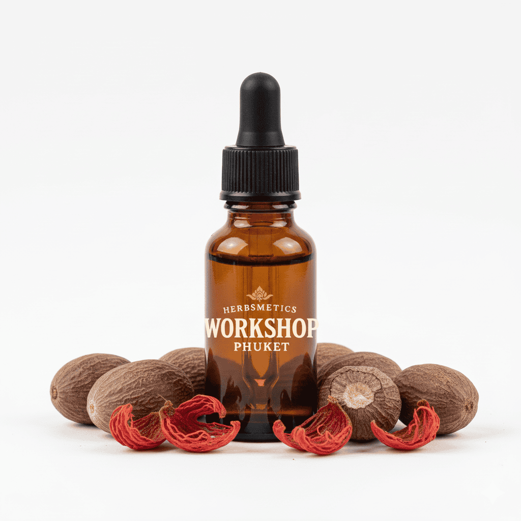 Nutmeg essential oil — spicy, warm, exotic — Herbsmetics Phuket