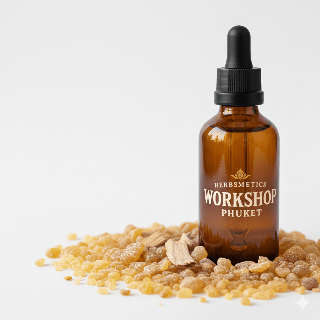 Siam Benzoin essential oil — balsamic, resinous, deep — Herbsmetics Phuket